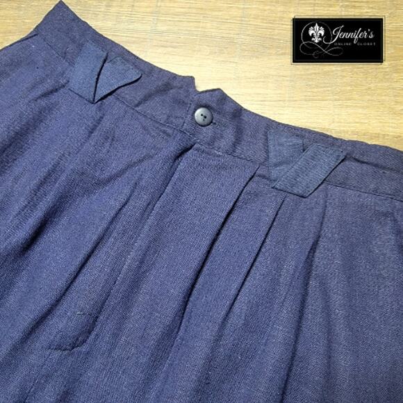 Fundamental Things Women's Petite Vintage Navy Blue Linen Rayon Shorts Size 12 - Picture 2 of 8